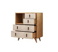 Hanah Home Witlof Cómoda Roble y Blanco con 4 Cajones
