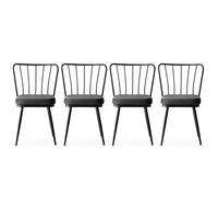 Hanah Home Yıldız - 942 V4 Juego de 4 sillas de terciopelo negro