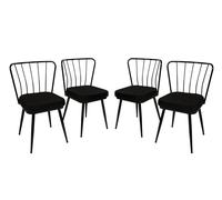 Hanah Home Yıldız 943 V4 Juego de Sillas de 4 Piezas Negro