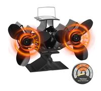 Hanaoyo Ventilador de estufa, ventilador de quemador de troncos con motores dobles, ventilador de chimenea de doble calor, circulación de calor silenciosa y eficiente, ventilador de estufa de leña
