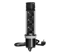 HAND HOME GMZ/S-5 - Enchufe empotrable con 3 enchufes Schuko y 2 USB A - 230 V, 16 A, IP20, enchufe para muebles para escritorio y encimera, color negro