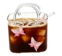 Handbag Drinking Glass - Vaso decorativo para batidos de café de hielo | Thick Glass Construction with Wide Opening Design, Creative Drinkware for Cocktails Tea Floral Display, 11,5 x 7,7 x 1 0 cm