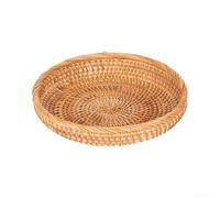 Hander Rattan - Cesta redonda para servir frutas y pan | Hecho de ratán natural con tejido transpirable y elevado para servir pan y fruta.