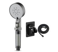 Handheld Shower Head - High Pressure Hard Water Solution | 5 Spray Modes Filtered Shower Head with Hose & Bracket | for Spa Hotel Rest Room Apartment Living Rv Household, Easy Install Water Saving