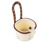 Hanging Sink Drain Basket for Kitchen, Press-to-Dump Sink Strainer with Drain Holes for Food Scraps, Fruit Rinsing and Sponge Storage (Brown)