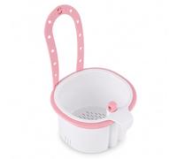 Hanging Sink Drain Basket for Kitchen, Press-to-Dump Sink Strainer with Drain Holes for Food Scraps, Fruit Rinsing and Sponge Storage (Pink)