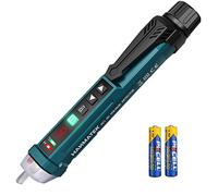 HANMATEK AC1 Detector de Voltaje sin Contacto con Pantalla LCD,12V-1000V Detector de Tension, Linterna LED/Alarma Sonora y Luminosa/Sensibilidad Ajustable, Distinción de Cable Vivo/Nulo