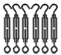 hannger Gancho y ojo decorativo negro de alta calidad, 6 tensores M5 para apretar cables, tensor de cuerda de alambre ajustable para sombra, vela, valla, tienda de campaña, instalación para colgar