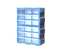 HanOaki Caja de almacenamiento de plástico transparente, organizador ABS de 18 cajones (azul 18 cajones)