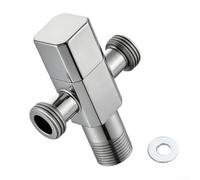 HanOaki Válvula de ángulo de apertura rápida de acero inoxidable G1/2 para bsp apagado para lavabo, inodoro, válvula de parada de esquina de larga duración, color plateado, 9 x 7 x 5 cm (plata)