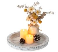 Hanobe Bandeja de Madera para Mesa de Centro: bandejas Redondas Decorativas de Madera para Servir, Centro de Mesa de Centro de Mesa, Soporte para Velas, Bandeja otomana de Granja para decoración