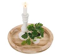 Hanobe Bandeja de madera para portavelas: bandeja redonda decorativa para velas, centro de mesa rústico para velas de té y velas pilar, decoración del hogar para Navidad, boda, Halloween, quemado