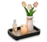 Hanobe Bandeja de Perfume para tocador de baño: cómoda Decorativa Negra para Mujer, Soporte de Madera Rectangular para decoración del hogar, exhibición de Pedestal