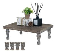 Hanobe Bandeja Decorativa de Madera: Soporte de exhibición de Pedestal de Madera rústica marrón para Centro de Mesa para cafetería, Cocina, Comedor, decoración de Mesa del hogar, pies Cortos y Altos