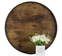 Hanobe Bandeja decorativa para mesa de café: bandeja de madera marrón, bandejas redondas de madera rústica, centro de mesa de granja, portavelas para decoración del hogar, mostrador otomano,