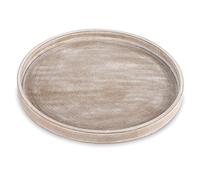 Hanobe Bandeja decorativa para mesa de centro: bandeja de madera lavada blanca, bandejas redondas de madera rústica, centro de mesa, organizador de sala de estar, 12 pulgadas