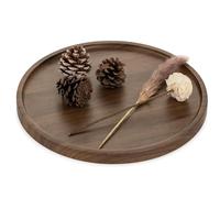 Hanobe Bandeja decorativa redonda de madera: bandeja rústica de madera de nogal, centro de mesa de centro de mesa de granja, decoración del hogar, 30 cm