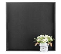 Hanobe Bandeja otomana Cuadrada Grande: Bandeja Negra Extra Grande para otomanas, Bandeja Decorativa de Cuero Grande con Asas para Mesa de café, Sala de Estar, 22 x 22 Pulgadas
