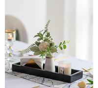 Hanobe Bandeja Rectangular Larga y Estrecha: portavelas Rectangular Decorativo, Color Negro, Bandeja de Centro de Mesa, Bandeja de Servir, sin asa, para Mesa de Comedor, cafetería, Sala de Estar,