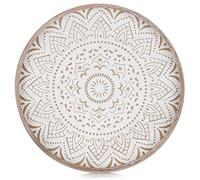 Hanobe Bandeja Redonda de Madera para Servir: Home Pequeña Bandeja de Madera Decorativa Rústica Marrón Bandejas Decoración para Café Cocina Contador, 30 cm