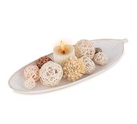 Hanobe Cuenco decorativo bandeja decorativa madera alargada: bandeja decorativa pequeña hoja natural plato para llaves para velas velas velas vintage larga vela bandeja estrecha para cocina café