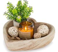 Hanobe Cuenco decorativo de madera para masa: cuencos pequeños en forma de corazón para decoración de mesa, cuenco de madera neutra para mesa de entrada, 7.8 pulgadas