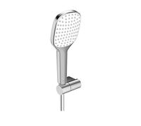 Hansa Activejet - Conjunto de ducha con manguera, soporte y ducha de mano, 1 chorro, blanco/cromo 84380213