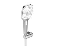 Hansa Activejet - Conjunto de ducha con manguera, soporte y ducha de mano, 3 chorros, blanco/cromo 84380233