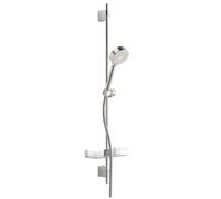Hansa Basicjet - Conjunto de alcachofa ducha, 1 chorro, soporte, manguera y estante, cromo 44670113