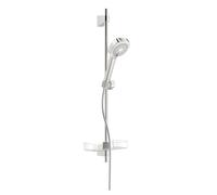 Hansa Basicjet - Conjunto de alcachofa ducha, 3 chorro, soporte, manguera y estante, cromo 44770131