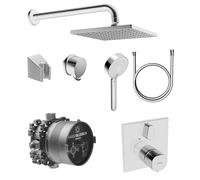 Hansa Bluebox - Conjunto de ducha con termostato, 3 chorros, cromo 89950000