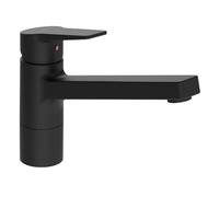 HANSA HANSATWIST mezclador de cocina, con dispositivo de seguridad, giratorio, proyección: 199 mm, 0914228333, Color: negro mate