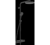 HANSA HANSAVIVA Mezclador de ducha tipo lluvia, Thermo Cool, MagShelf, con termostato, altura 1190mm, 6515920133, Color: negro mate