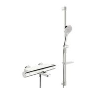 Hansa Optima - Conjunto de ducha con termostato de bañera, 3 chorros, cromo 48372331