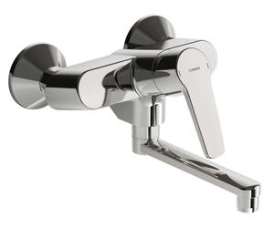 Hansa Polo - Grifo monomando de fregadero de pared, cromo 51612193