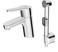 Hansa Primo - Grifo monomando de lavabo con teleducha, cromo 49462203