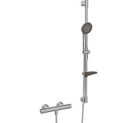 Hansa Prisma - Conjunto de ducha con termostato, 3 chorros, acero cepillado 4813043180