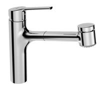 Hansa Ronda - Grifo monomando de fregadero con ducha extraíble, cromo 03382273
