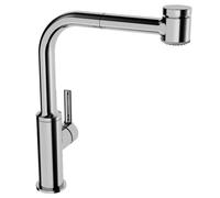 Hansa Ronda - Grifo monomando de fregadero con ducha extraíble, cromo 54912283