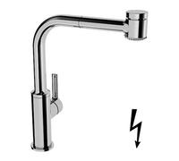 Hansa Ronda - Grifo monomando de fregadero, con ducha extraíble, para calentadores de agua sin presión, cromo 55231103