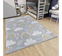 Hanse Home Adventures - Alfombra Infantil con diseño de Nubes y arcoíris, para habitación Infantil, Sala de Juegos, habitación Juvenil, salón, Color Gris, 160 x 235 cm