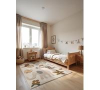 Hanse Home Adventures - Alfombra Infantil con diseño de Safari, Zoo, diseño de Animales, Alfombra de Juego, Alfombra para Gatear, para habitación de los niños, habitación Juvenil, salón, Color Crema,