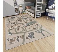 Hanse Home Adventures Alfombra infantil, diseño de animales en la selva, para la calle, para habitación de los niños, para habitación de los niños, para juventud, salón, color marrón y gris, 120 x 170