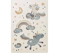 Hanse Home Adventures: Alfombra infantil, diseño de unicornio, color crema, multicolor