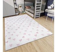 Hanse Home Adventures Alfombra Infantil Moderna con diseño de Corazones, para habitación Infantil, Sala de Juegos, habitación Juvenil, salón, Color Crema Rosa, 120 x 170 cm