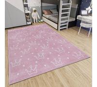 Hanse Home Adventures - Alfombra Infantil Moderna con diseño de Coronas, para habitación Infantil, Sala de Juegos, habitación Juvenil, salón, Color Rosa, 120 x 170 cm