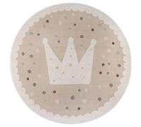 Hanse Home Adventures Alfombra Infantil Redonda, diseño de Corona, para habitación de niños, Sala de Juegos, habitación Juvenil, salón, Color Beige Crema, 140 cm