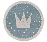 Hanse Home Adventures Alfombra Infantil Redonda, diseño de Corona, para habitación de niños, Sala de Juegos, habitación Juvenil, salón, Color Azul Crema, 100 cm