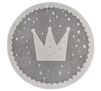 Hanse Home Adventures Alfombra Infantil Redonda, diseño de Corona, para habitación Infantil, Sala de Juegos, habitación Juvenil, salón, Color Gris Crema, 100 cm