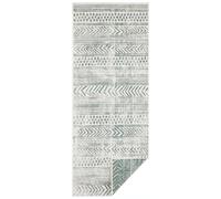 Hanse Home: Alfombra reversible Biri, verde y crema, estilo bohemio, resistente y fácil de limpiar - 80x350 cm